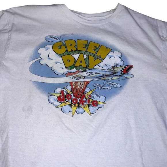 Green Day Dookie Shirt Mens Large White Graphic Tee Rock Band Y2K Concert 17295 - Picture 2 of 6